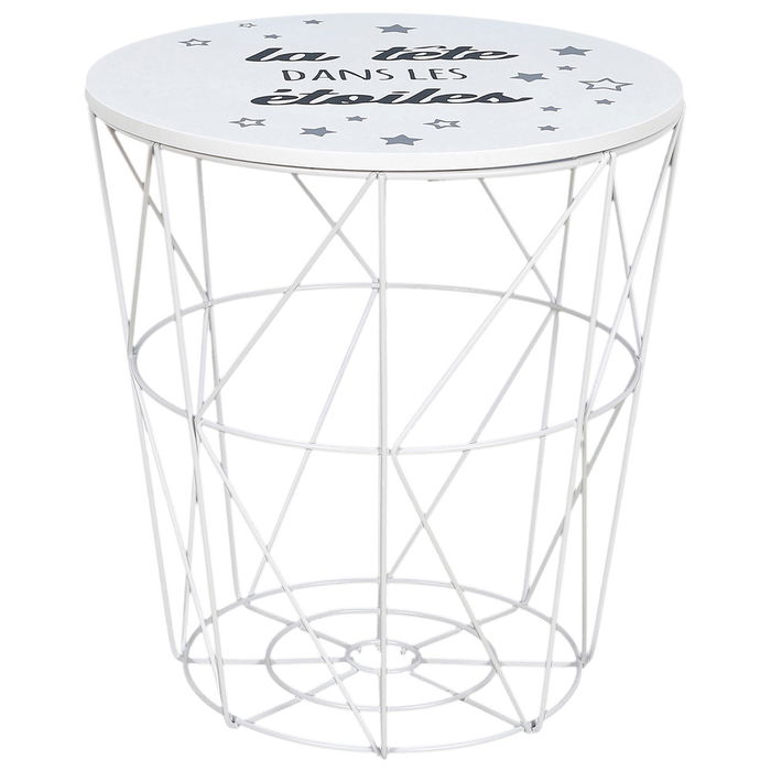 Home Deco Kids Cesta Convertible Mesa Varilla Metal Madera Estrellas Almacenaje Kids 30x30 cm