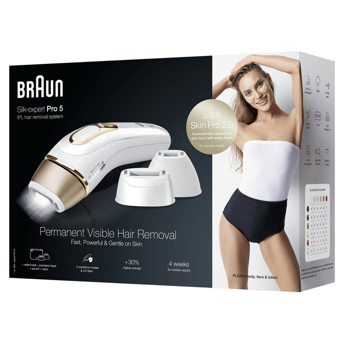 Braun Silk-expert Pro 5 PL5243 Depiladora IPL Oro Blanco 125 disparos