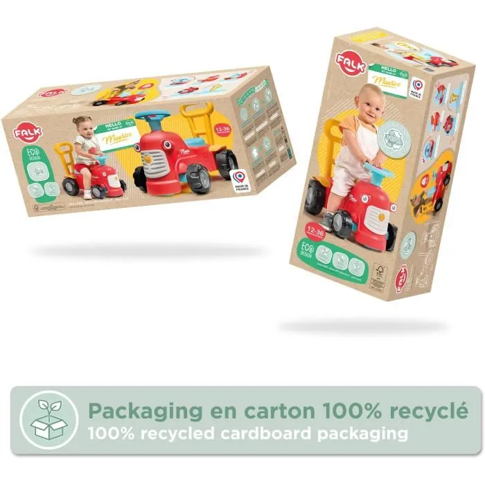 Falk Correpasillos Maurice FAL1702634130998 con Volante y Asiento Abatible Fabricado en Francia con 90% Plástico Reciclado desde 12 Meses