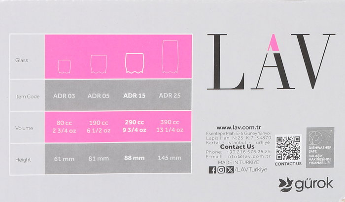 Lav Set 6 Vasos Agua 290cc Coral ø7x7x9cm (8 Cajas)