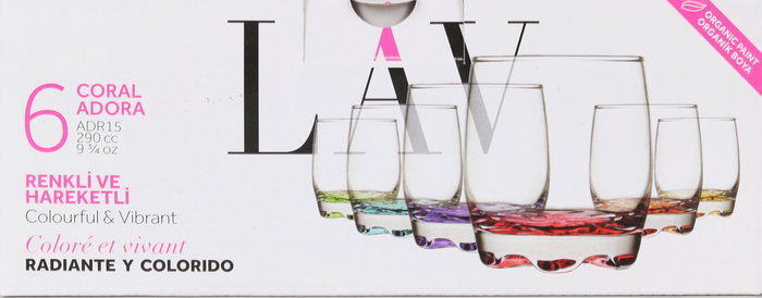 Lav Set 6 Vasos Agua 290cc Coral ø7x7x9cm (8 Cajas)