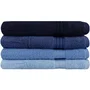 Juego de 4 Toallas de Baño de Algodón Absorbente, 70x140 cm, Color Azul - HOB8681181631133