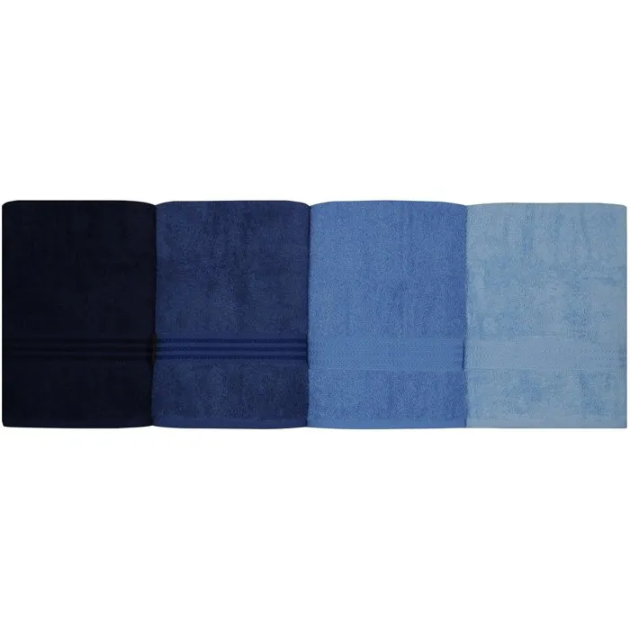 Juego de 4 Toallas de Baño de Algodón Absorbente, 70x140 cm, Color Azul - HOB8681181631133 Juego de 4 Toallas de Baño de Algodón Absorbente, 70x140 cm, Color Azul - HOB8681181631133