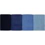 Juego de 4 Toallas de Baño de Algodón Absorbente, 70x140 cm, Color Azul - HOB8681181631133