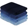 Juego de 4 Toallas de Baño de Algodón Absorbente, 70x140 cm, Color Azul - HOB8681181631133