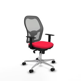 PIQUERAS Y CRESPO Silla de oficina Jorquera con mecanismo Sincro, tela roja y malla gris