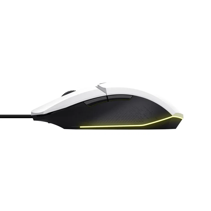 Trust GXT 109W Felox Ratón Gaming para Mano Derecha, USB Tipo A, Óptico 6400 DPI, 6 Botones Programables, LED Multicolor, Cable 1.5m, Blanco