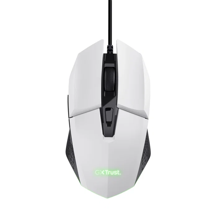 Trust GXT 109W Felox Ratón Gaming para Mano Derecha, USB Tipo A, Óptico 6400 DPI, 6 Botones Programables, LED Multicolor, Cable 1.5m, Blanco