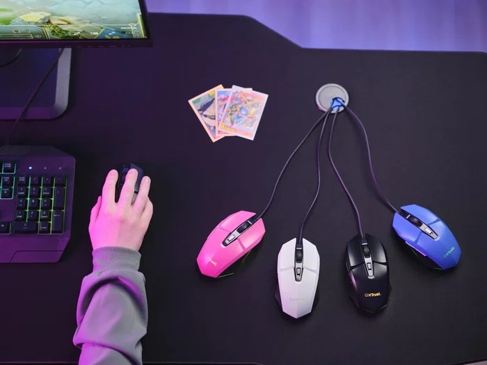 Trust GXT 109W Felox Ratón Gaming para Mano Derecha, USB Tipo A, Óptico 6400 DPI, 6 Botones Programables, LED Multicolor, Cable 1.5m, Blanco