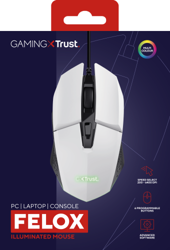 Trust GXT 109 Felox Ratón Gaming Blanco