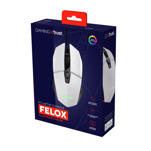 Trust GXT 109 Felox Ratón Gaming Blanco