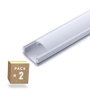 Greenice Pack 2 Perfil de Aluminio para LEDs Difusor Opal Tira 2M