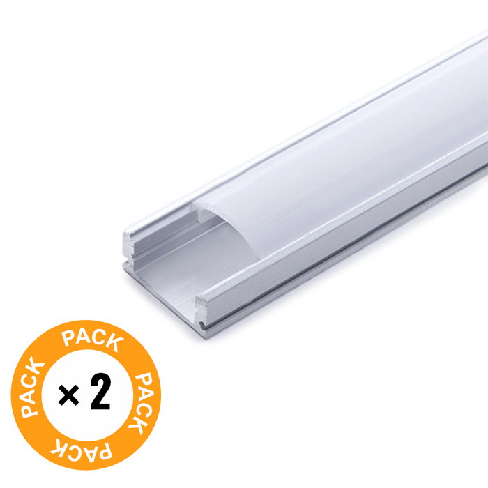 Greenice Pack 2 Perfil de Aluminio para LEDs Difusor Opal Tira 2M