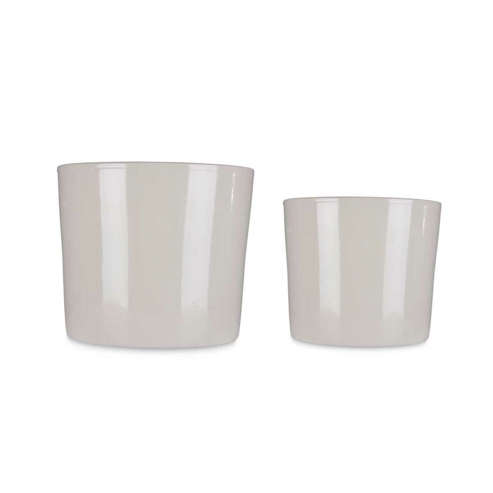 Ibergarden Set de 2 Macetas de Cerámica Cilindro Gris