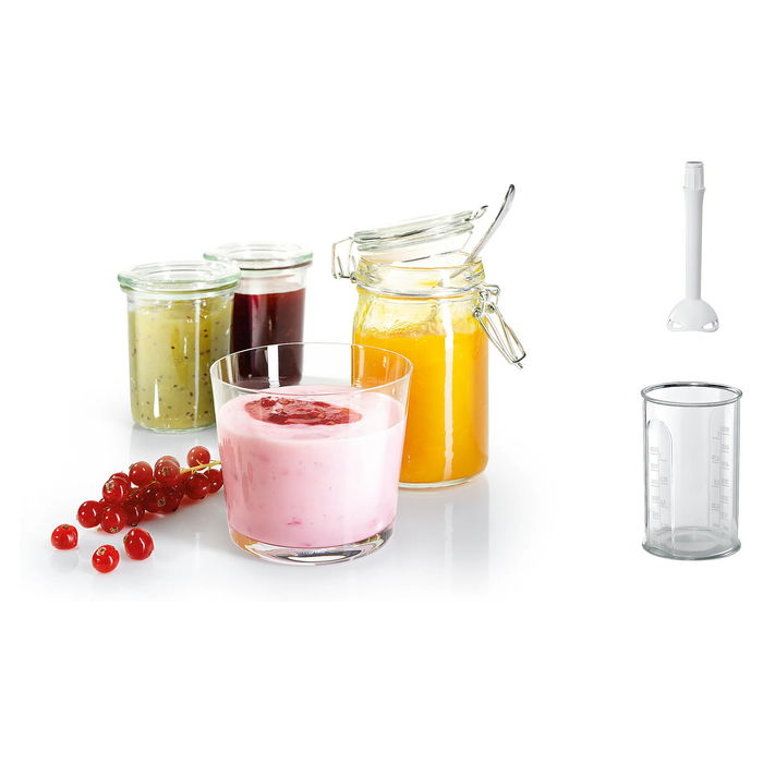 Bosch Batidora de Mano ErgoMixx MFQ36440 450 W - Blanca con Varillas y Ganchos para Amasar, 5 Velocidades, Turbo