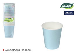 Algon Set 24 Vasos de Cartón Azul Baby 200 cc 7.1 x 7.1 x 7.7 cm (18 Unidades)