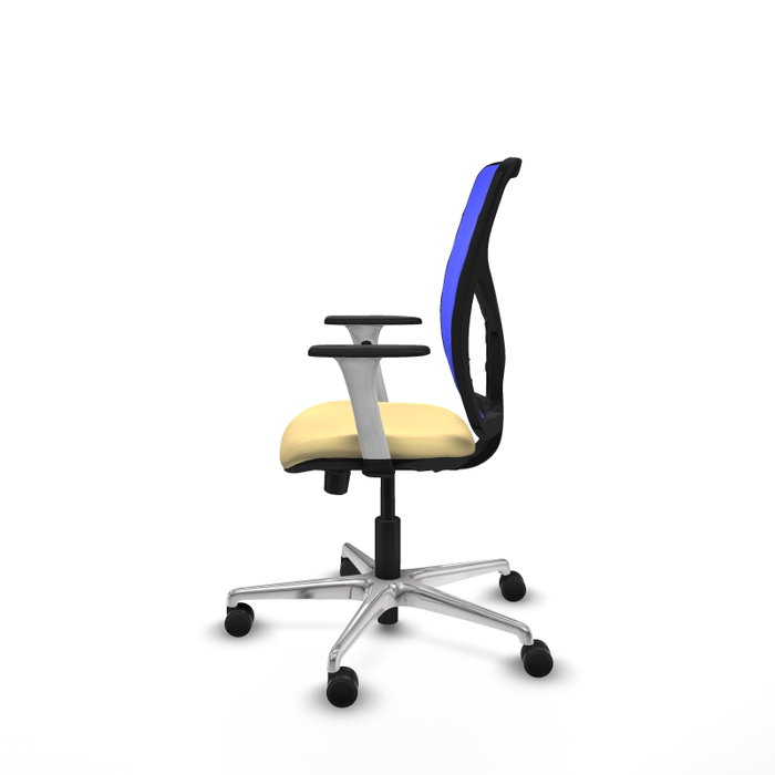 PIQUERAS Y CRESPO Silla de oficina Motilla con mecanismo Sincro/Traslack, Crema y Azul