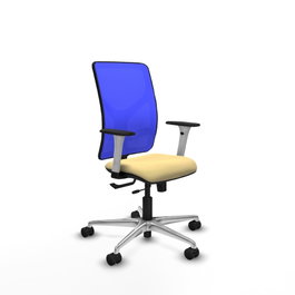 PIQUERAS Y CRESPO Silla de oficina Motilla con mecanismo Sincro/Traslack, Crema y Azul