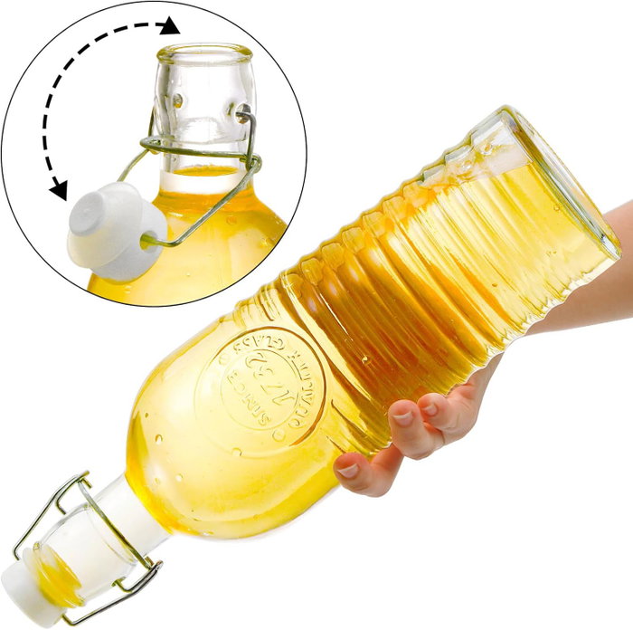 La Mediterranea Botella de Vidrio Estilo Clásico Boca Ancha 1.1L