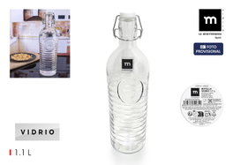 La Mediterranea Botella de Vidrio Estilo Clásico Boca Ancha 1.1L