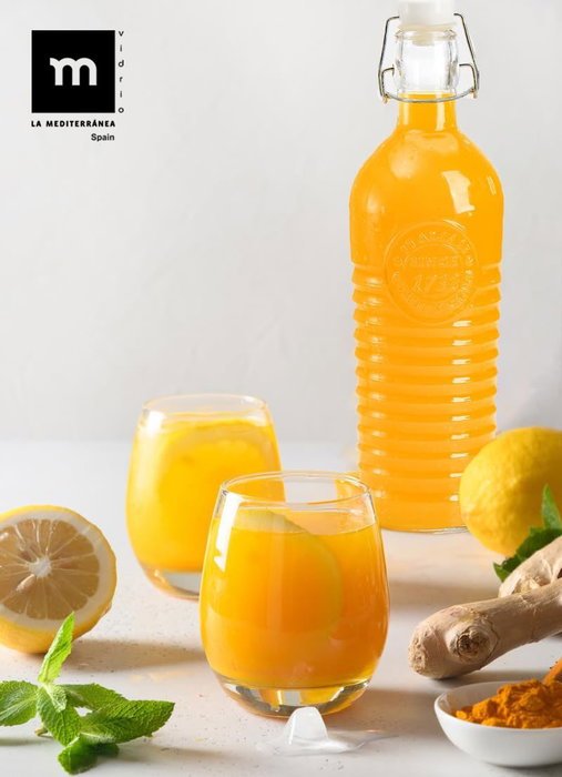 La Mediterranea Botella de Vidrio Estilo Clásico Boca Ancha 1.1L