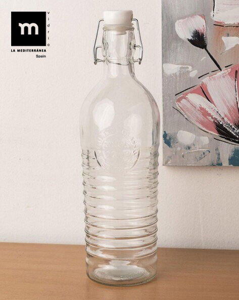 La Mediterranea Botella de Vidrio Estilo Clásico Boca Ancha 1.1L