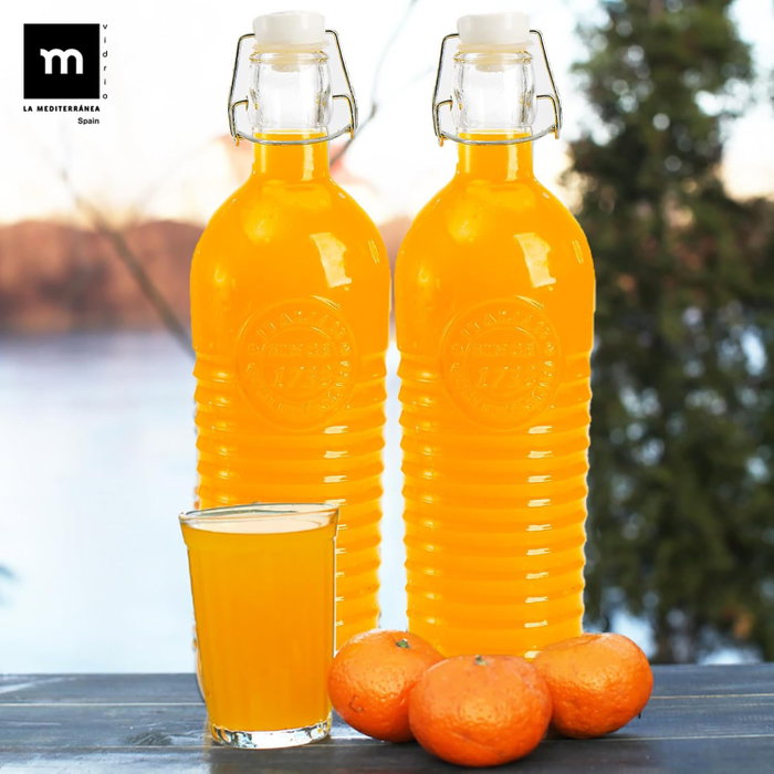 La Mediterranea Botella de Vidrio Estilo Clásico Boca Ancha 1.1L
