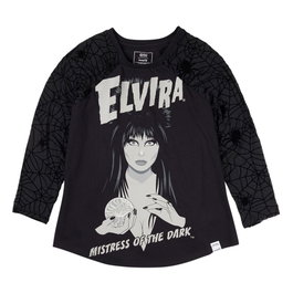 Elivira by Loungefly Tee Camiseta Unisex Shirred Raglan talla XL