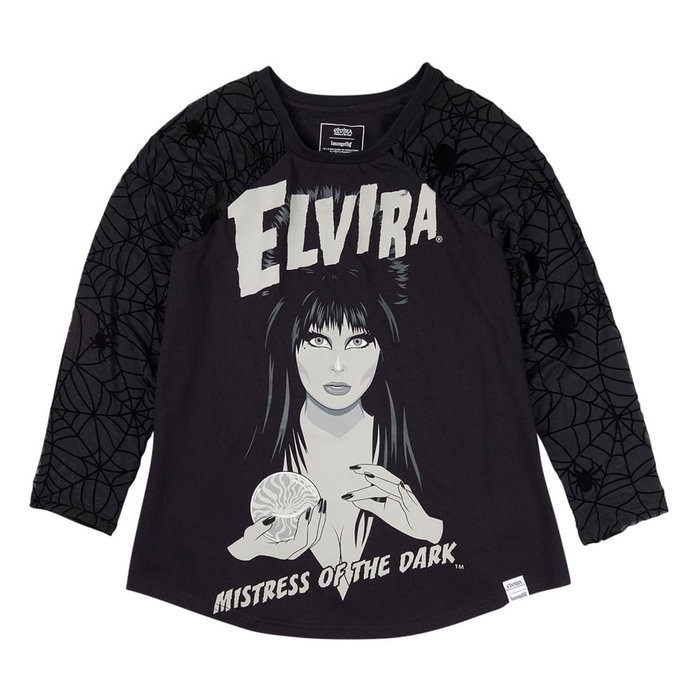 Elivira by Loungefly Tee Camiseta Unisex Shirred Raglan talla XL Elivira by Loungefly Tee Camiseta Unisex Shirred Raglan talla XL