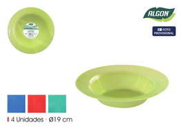 Algon Set 4 Platos Hondos PP Colores 19 cm (24 Unidades)