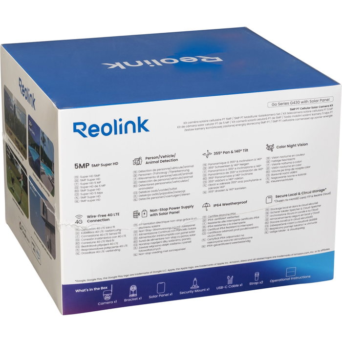 Reolink Go Series G430 con Panel Solar 3W, 5MP, 4G-LTE, Blanco Reolink Go Series G430 con Panel Solar 3W, 5MP, 4G-LTE, Blanco