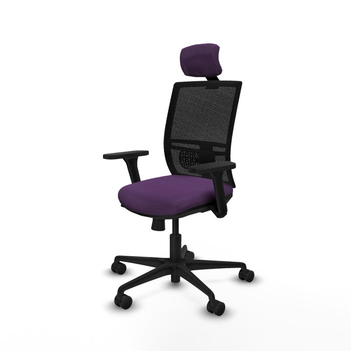 PIQUERAS Y CRESPO Silla de oficina Yunquera con mecanismo Sincro/Traslack, Morado y Negro