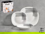 Vivalto Set 18 Piezas Vajilla Cuadrada con Líneas en Opal Vidrio Blanco y Negro 26 cm (Set de 2)