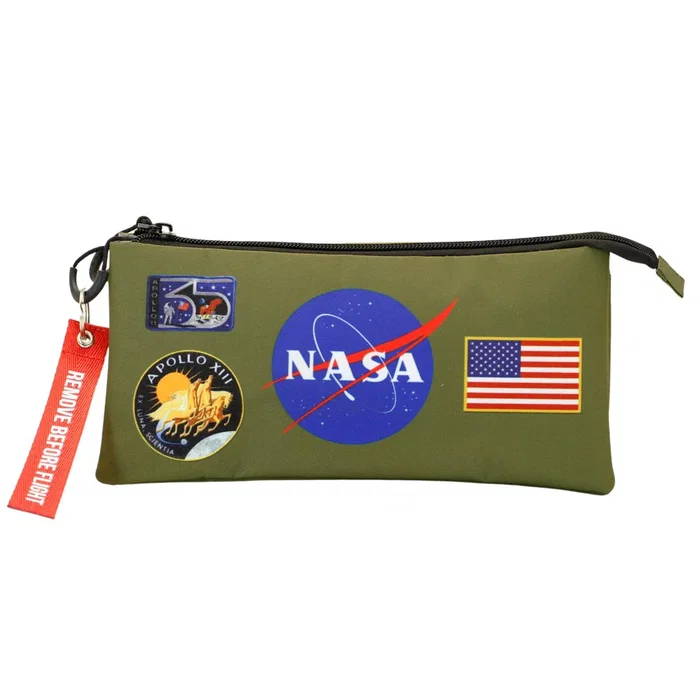 Nasa Estuche Portatodo Triple FAN Khaki Multicolor 3 Compartimentos