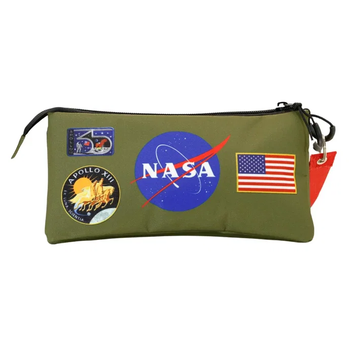 Nasa Estuche Portatodo Triple FAN Khaki Multicolor 3 Compartimentos