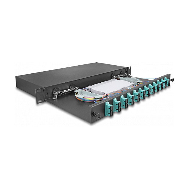 DeLOCK Caja de empalme de fibra óptica 12 x SC Duplex OM3 1HE 19″ DeLOCK Caja de empalme de fibra óptica 12 x SC Duplex OM3 1HE 19″