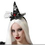 Diadema para Disfraz de Bruja Tul Negro con Calaveras y Detalles Rojos