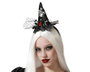 Diadema para Disfraz de Bruja Tul Negro con Calaveras y Detalles Rojos