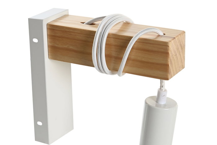 DKD Home Decor Lámpara Aplique Urban Pared E27 50W 220V, Madera y Metal, Bicolor Blanco Negro, 6x18x20 cm (4 Unidades)