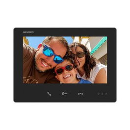 Hikvision Monitor Interior Pantalla Táctil 7" para Videoportero HD 2 Hilos, Negro