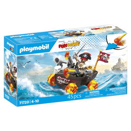 Playmobil Barco Pirata Racing Funstars 71720 - Juguete de Carreras con Capitán, Sable, Catalejo y Cofre del Tesoro