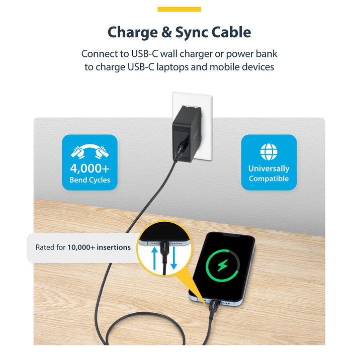 StarTech.com Cable de Carga USB-C de 3m 60W PD Negro