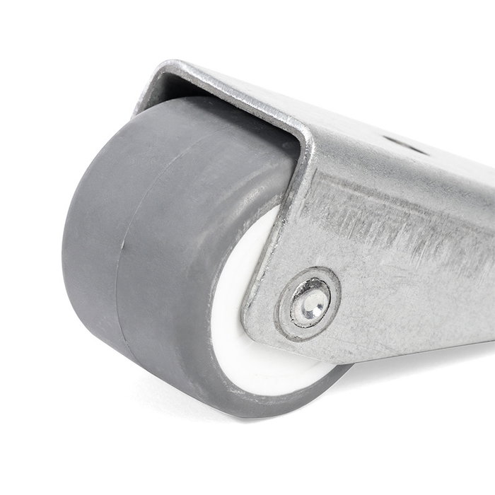 Q&Q Rueda Fija Anui Aro De Goma Gris D24 H26 Soporte De Pala Larga Zincado