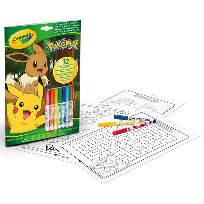 Crayola Libro de Actividades Pokémon con 7 Rotuladores Lavables