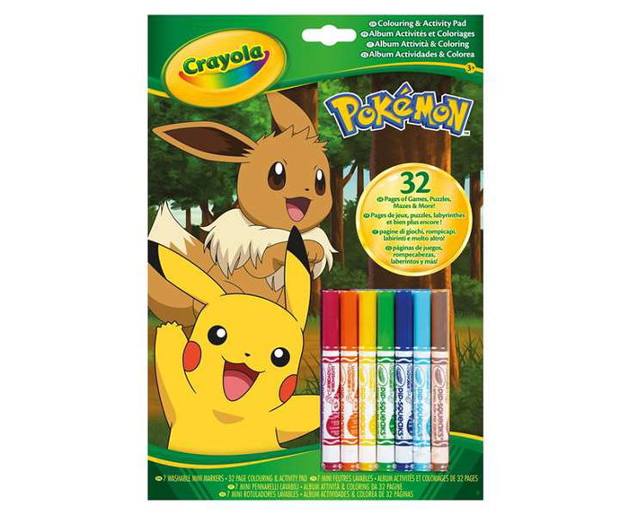Crayola Libro de Actividades Pokémon con 7 Rotuladores Lavables