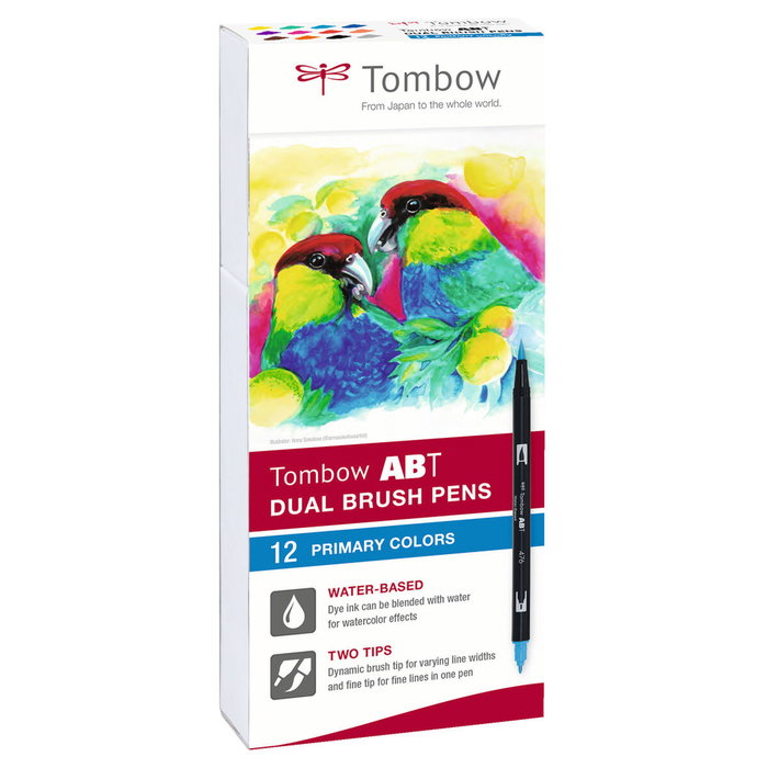 Tombow Estuche 12 Rotuladores Dual Brush Doble Punta Pincel Colores Primarios