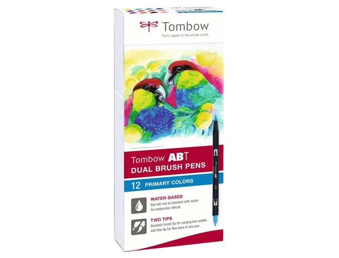 Tombow Estuche 12 Rotuladores Dual Brush Doble Punta Pincel Colores Primarios
