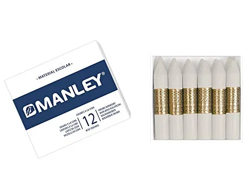 Manley Estuche de 12 Ceras Blanco de 60mm