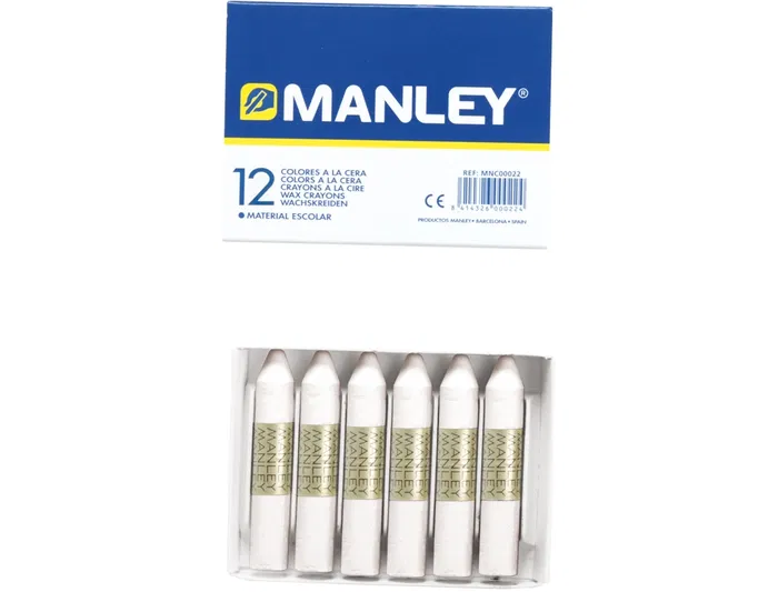 Manley Estuche Ceras 12 Unidades 60 mm Color Blanco