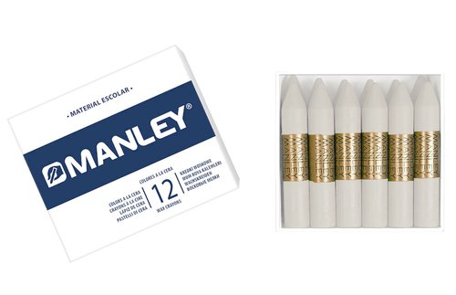 Manley Estuche de 12 Ceras Blanco 60mm